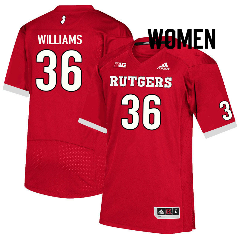 Women #36 Dominick Williams Rutgers Scarlet Knights College Football Jerseys Sale-Scarlet